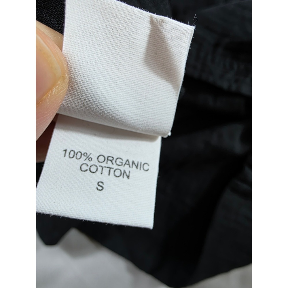 Eileen Fisher Shirt Dress Women Small Black Organic Gauze Cotton Roll Tab Pocket - Picture 2 of 6